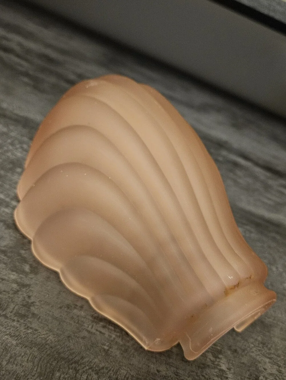 Vintage Art Deco Style PINK SATIN GLASS Slip Shades Sconces- Set Of 2